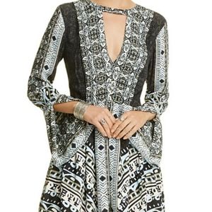 Free people Tegan border printed long sleeve mini dress